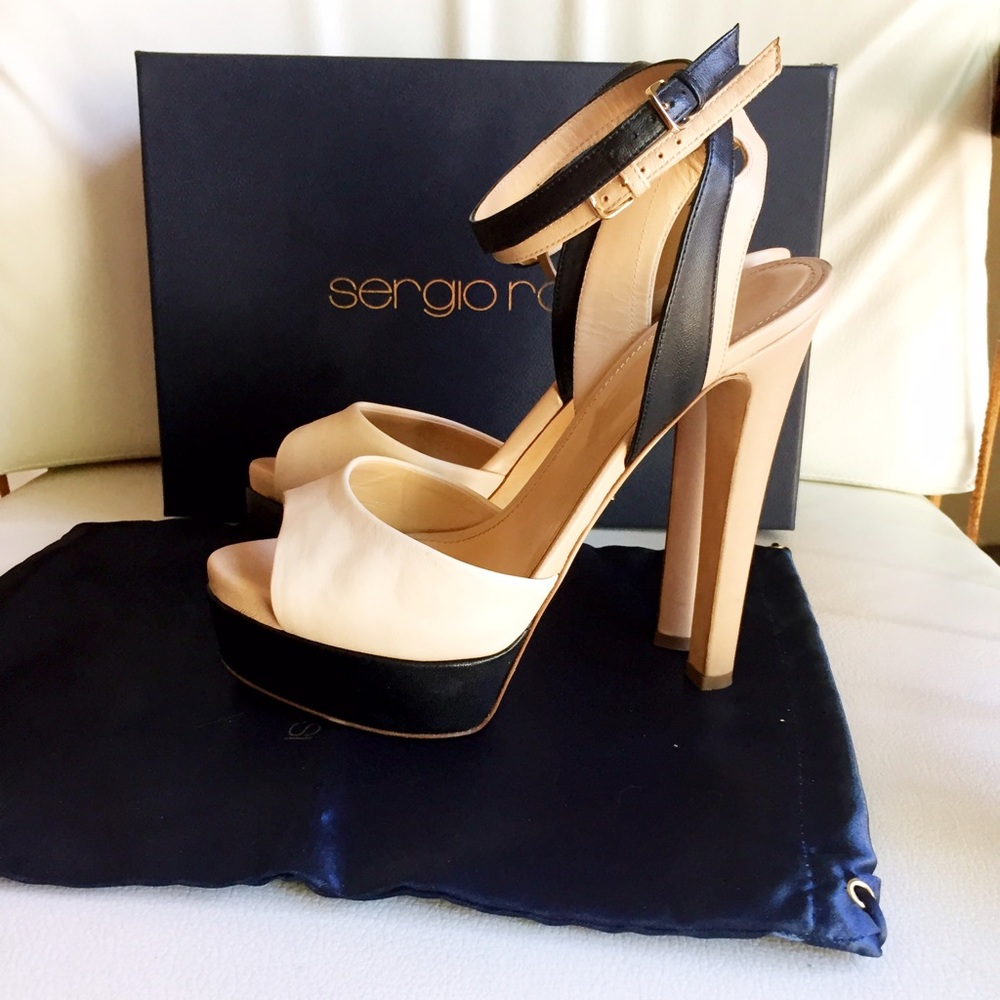 Sergio Rossi open toe nude pumps